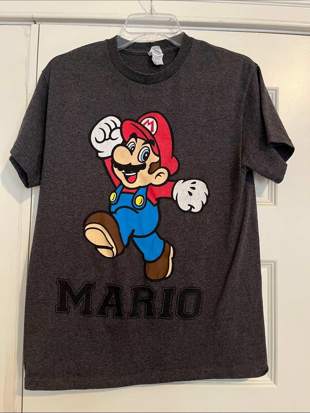 Delta Charcoal Super Mario Graphic Tee with Red and Blue Accents SZ Medium